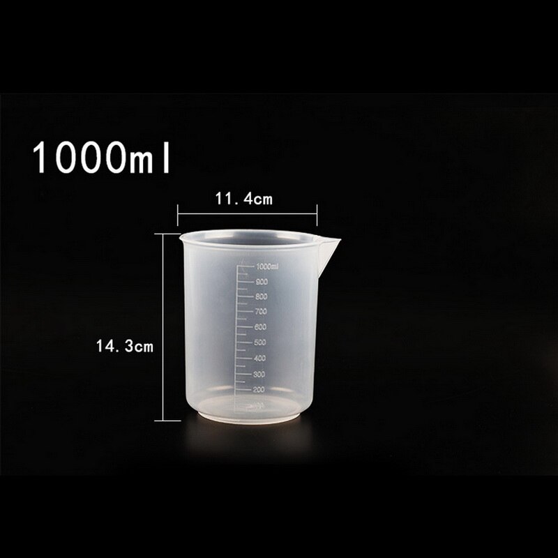 50/100/150/250/500/1000ml tasse à mesurer graduée en plastique transparent Premium bec verseur sans poignée outil de cuisine: 1000ml