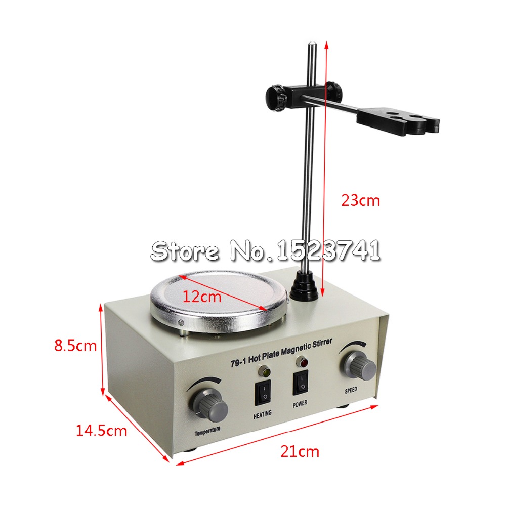 79-1 110/220V 250W 1000ml Plate Magnetic Stirrer Lab Heating Dual Control Mixer US/AU/EU No Noise/Vibration Fuses Protection