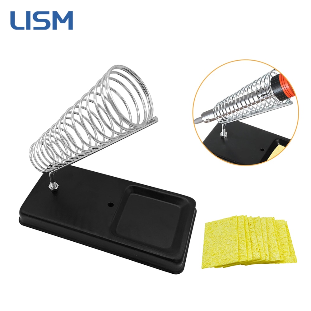 Soporte portátil de hierro para soldar, soporte de estaño para soldar con esponja de limpieza de soldadura, accesorios de soldador eléctrico