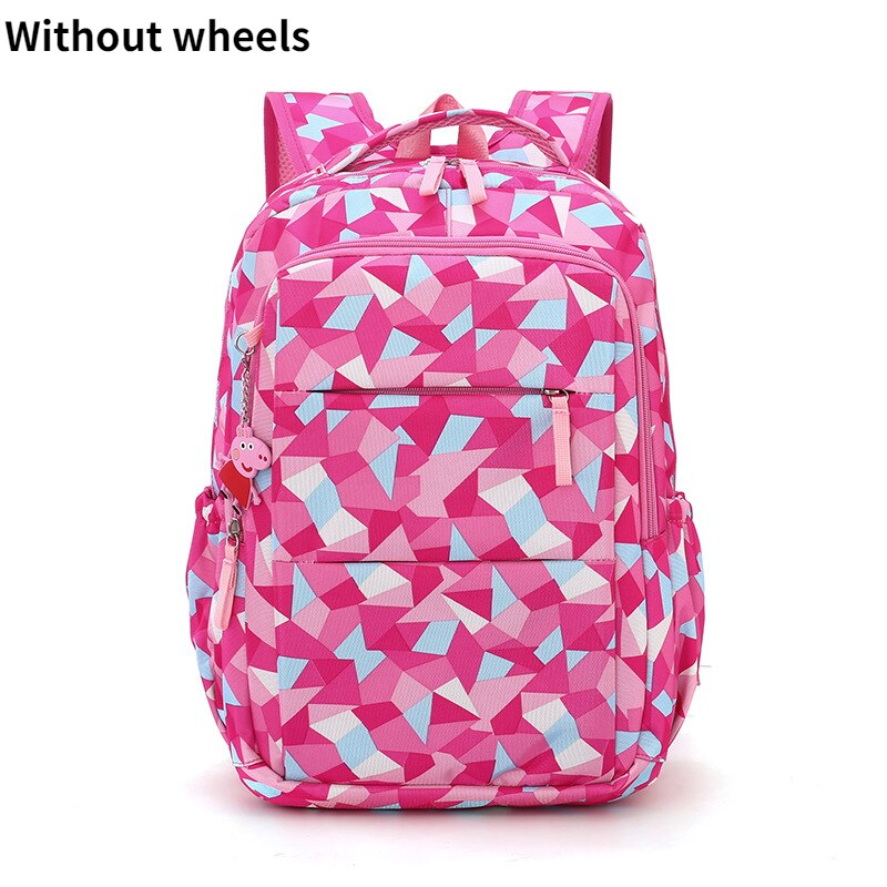 Hot Sale Removable Children School Bags Waterproof for Girls Trolley Backpack Kids Wheeled Bag Bookbag travel luggage Mochilas: Rose red