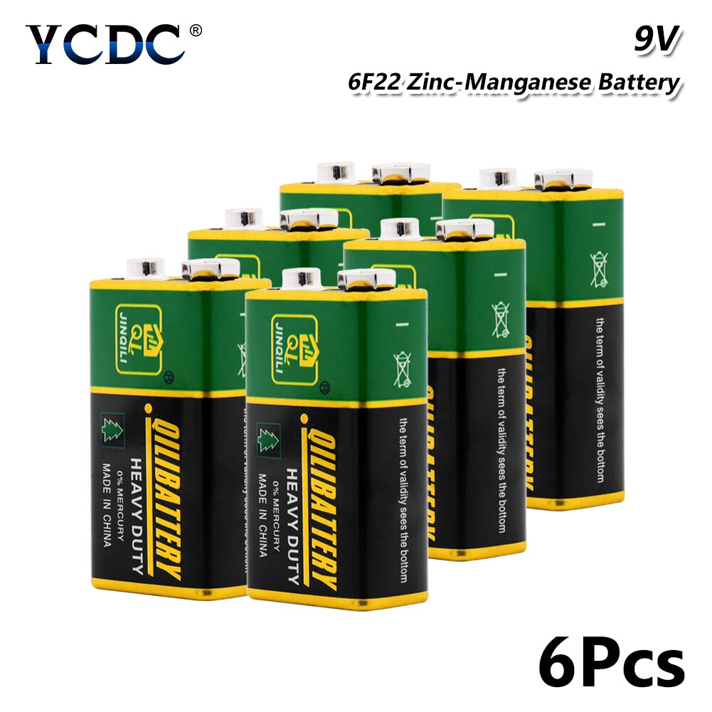 6 Stuks/partij PPP3 6LR61 9 V Batterij Onderdelen Pkcell 9 V Batterijen 6F22 Enkele Gebruik 9 V Droge batterij Zink Koolstof Batterij