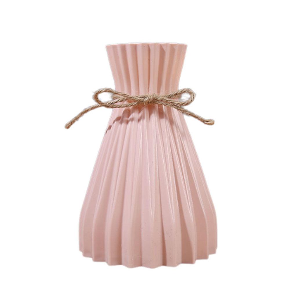 Plastic Bloemenvaas Kan Niet Water Droge Bloemfles Home Decor Moderne Bloempot Taille Cinching Kamer Decoratie Floreros: Roze