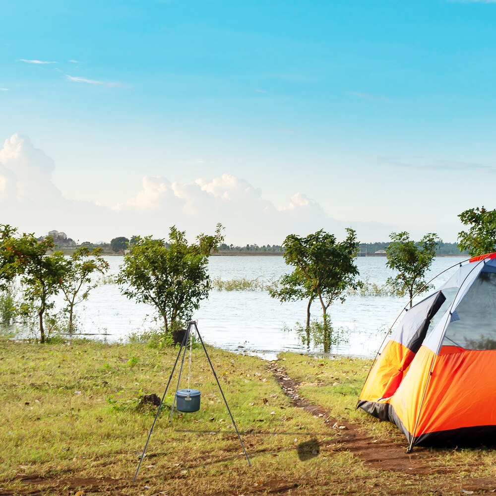 Camping Three Sections Tripod For Fire Hanging Pot Outdoor Campfire Cookware Picnic Cooking Pot Grill Outdoor Picnic Essentials