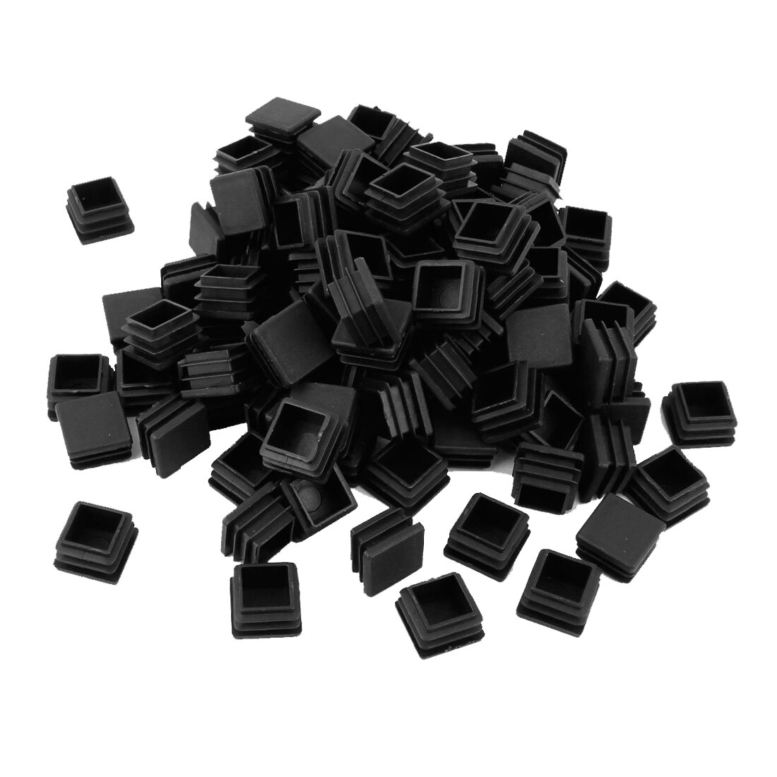 Promoção! 100 pces 20mm x 20mm tubo quadrado plástico insere tampas de cobertura de extremidade preto