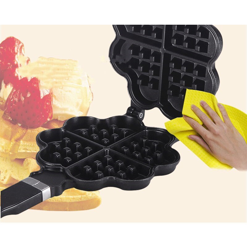 Diy Hartvormige Ei Wafel Cakevorm Bladerdeeg Pan Mold Anti-aanbak Dubbele Side Koekjes Muffin Mould Pot Bakvormen Bakken Tools