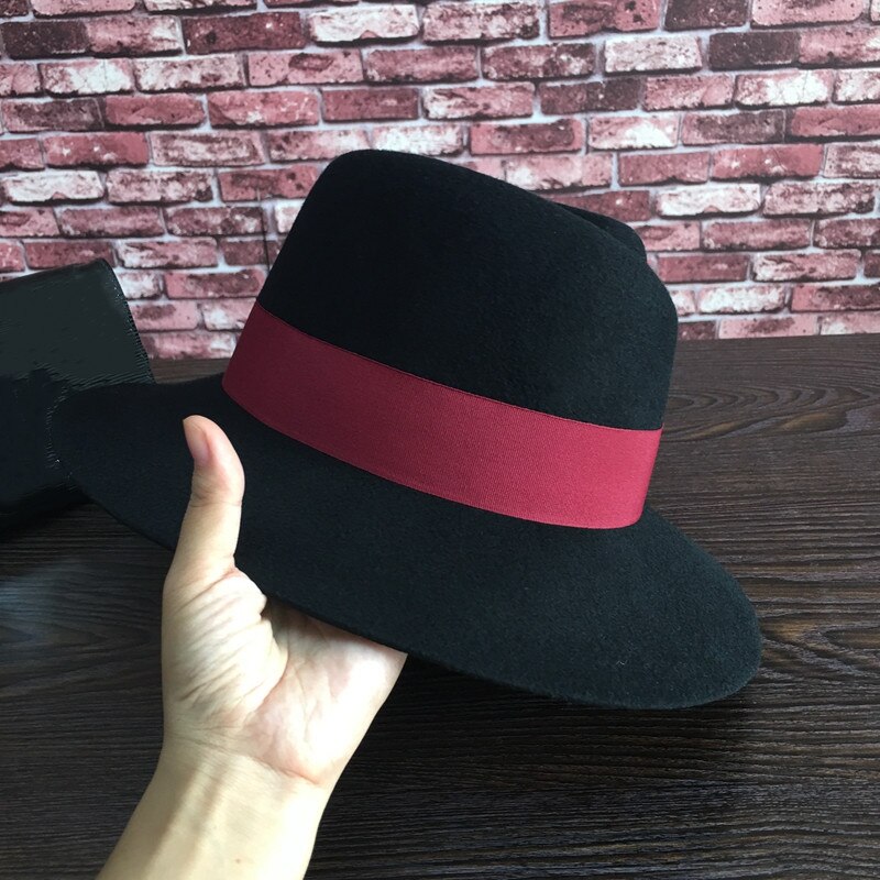 Fedora's standaard zwart wijnrood lint stoffen hoed heer afhangende dakrand afwijking pet temperament van mannen en vrouwen panama