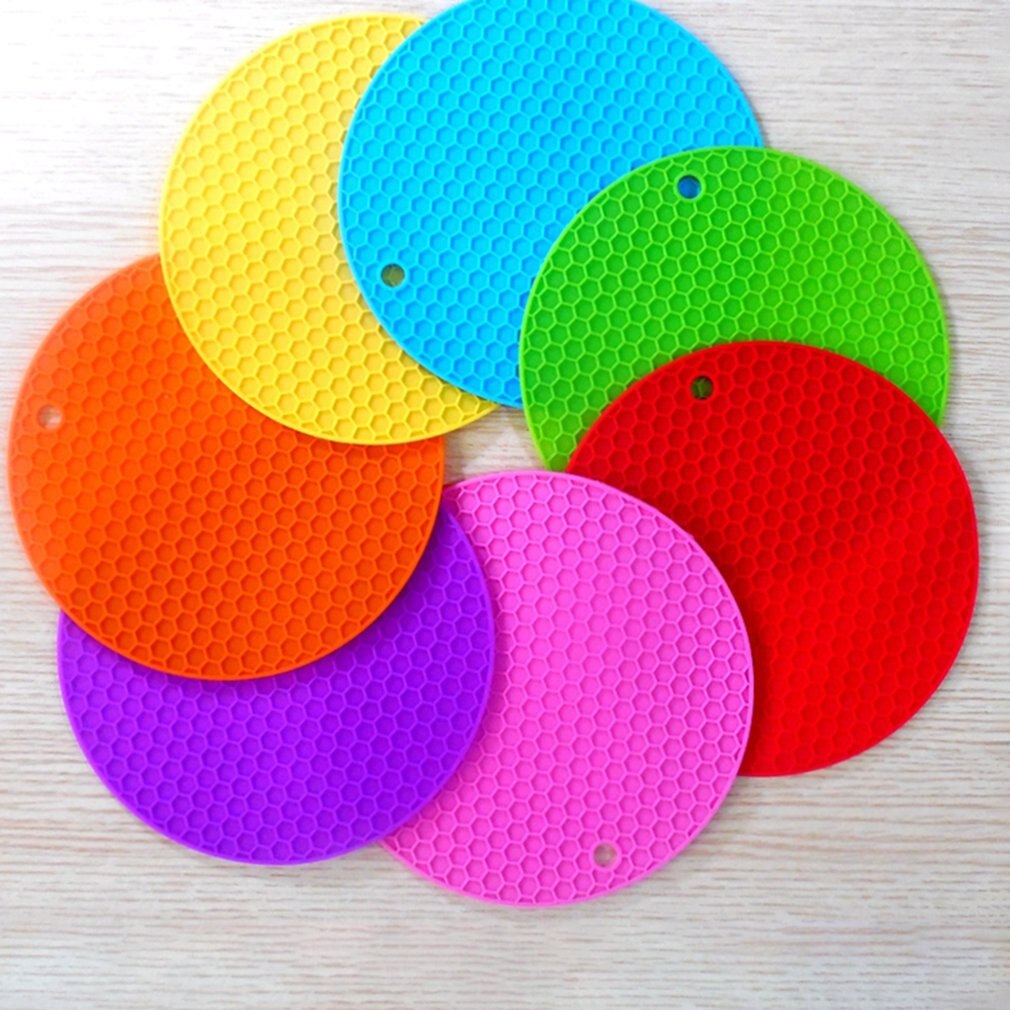 Multi-use Round Silicone Non-slip Heat Resistant Mat Hang Tableware Coaster Cushion Placemat Pot Holder