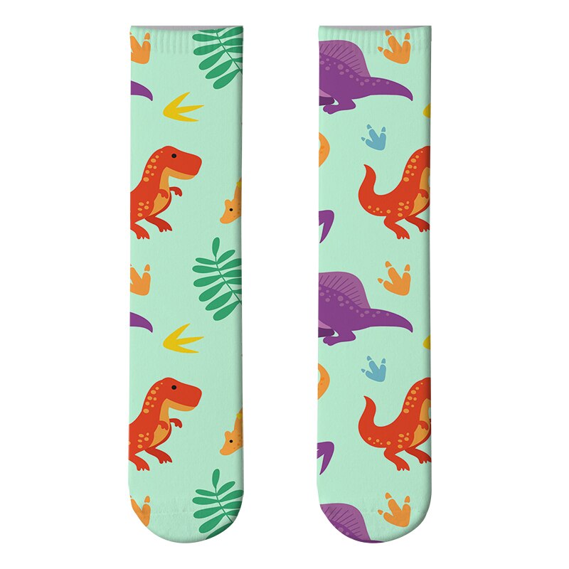 3D Printed Women Long Socks Outdoor Sports Cotton Breathable Elastic Compression High Knee Socks School Students Calf Socks: style5