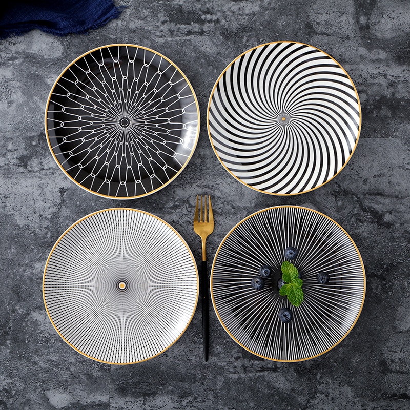 Scandinavische Stijl Geometrische Serie Keramische Ontbijt Plaat Westerse Gerecht Steak Plaat Schotel Schotel Plaat Fruitschaal Decoratieve Opknoping