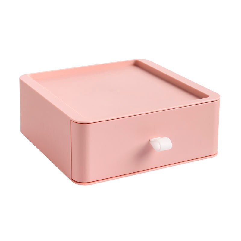 Multifunktions Schreibtisch Organizer Schublade machen-hoch Lagerung Kasten Stapelbar Schmuck Behälter Große Kapazität Büro Lagerung fallen Kasten: 1 Schicht Rosa