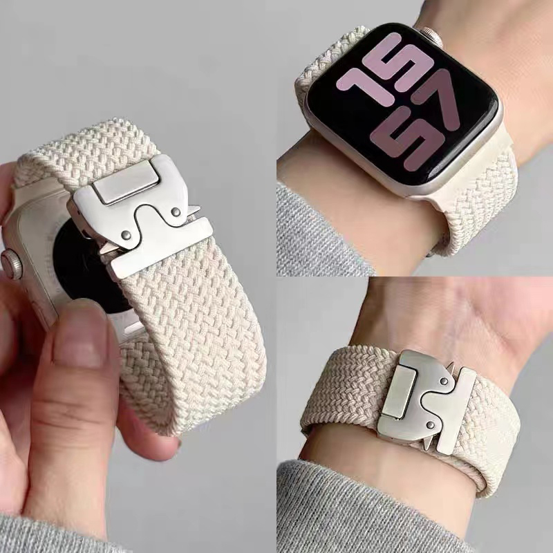 Correa trenzada Solo Loop para Apple watch Band 46mm 44mm 45mm 42mm 40mm 41mm Ultra 2 49mm Correa iwatch Series 10 9 8 7 6 SE 5 4