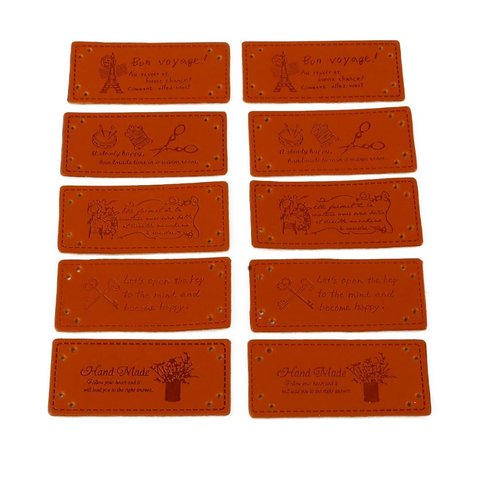 10 stuks letterpatroon pu-leren labels rechthoekig reliëflabel diy vlaglabels voor kleding, schoenen, tassen, kleding, naaiaccessoires: Mengkleur