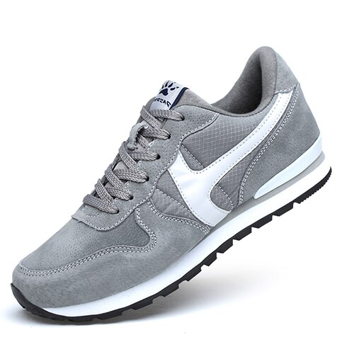 Soft Suede Leather Men Running Shoes Lifestyle Spring Men Sneakers Hard Sole Light Running Sports Shoes: Gray / 41