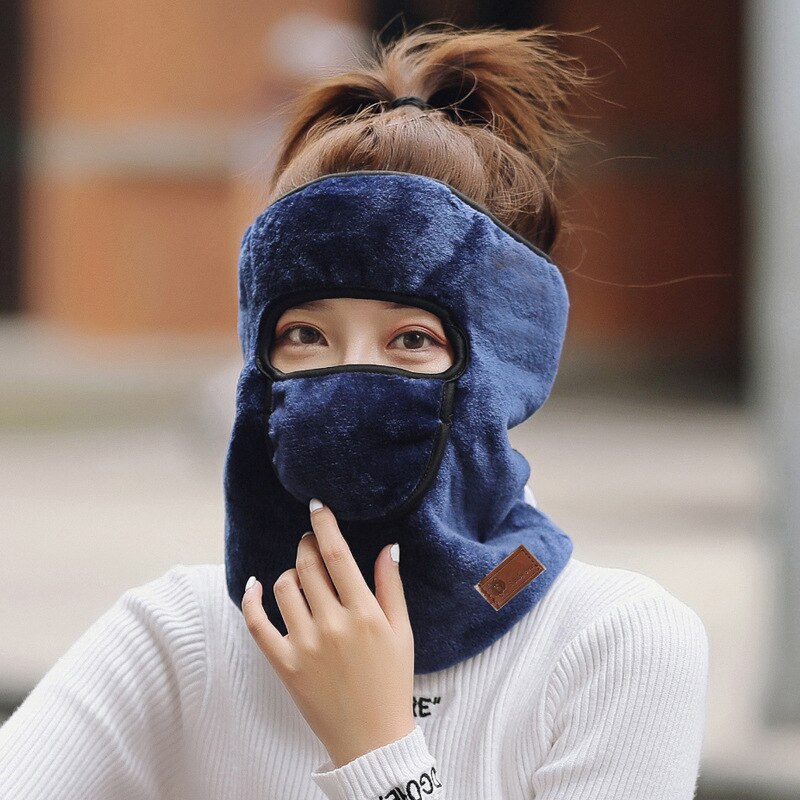 Masque d'hiver en flanelle, 3 en 1, protège le cou contre le froid, tout autour du cou, masque d'équitation pour hommes et femmes: navy
