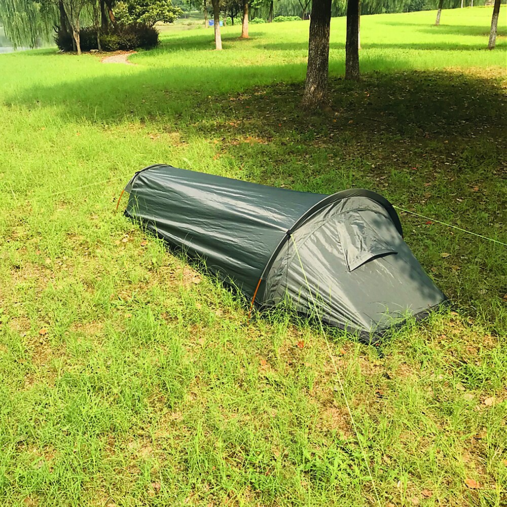Camping ultralight tent, travel backpack single tent, army green tent 100% waterproof sleeping bag
