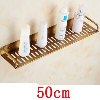 40/50cm Antique copper single tier bathroom shelves rack, Kitchen brass retro style square wall mounted storage shelf: 50CM