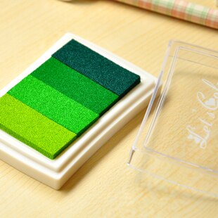 6 Gradient Colors Ink Pads for Rubber Stamps Inks Concave Waist Seal Ink Pad for Paper Wedding Sign Painting Scrapbooking Inkpad: Green