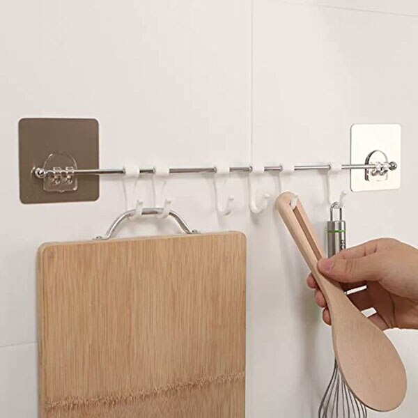 Barre murale cuisine support de rangement pour ustensiles spatule cocotte avec crochet mural étanche sans Trace Installation facile sans perceuse