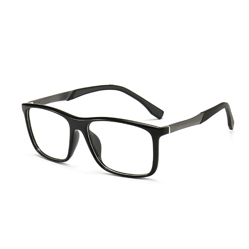 TR90 Sport Eyeglasses Big Vision Men Women Aluminum Magnesium Optical Spectacle For Prescription Glasses Frame Myopia Reading: Glossy Black Grey