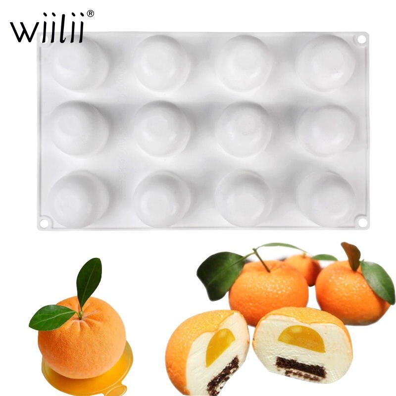 Oranje siliconen mallen voor mousse cake 3d bakvormen decoratiegereedschappen bakken chocolade dessert puddingvorm siliconen vormen