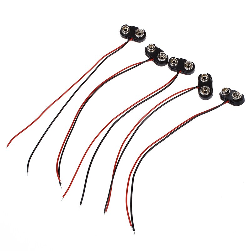 5X9 V Batterij Connector 5 Pcs I Type 9 V 9 Volt Batterij Clip Connectors Gesp Kabel Plastic shell I Type 2 Draad Verbinding