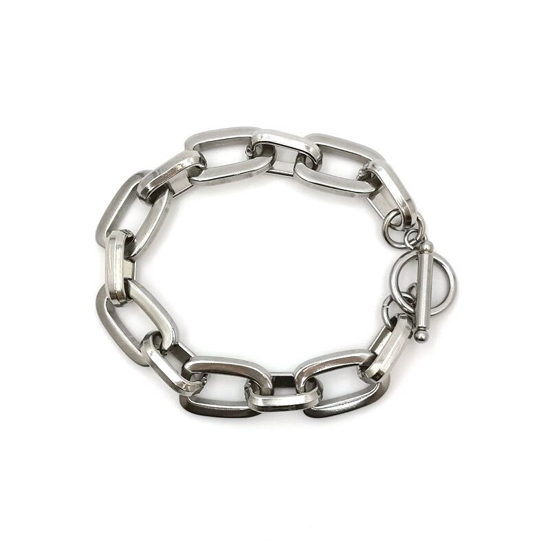 Handgefertigtes Armbinde aus titanstahl und edelstahl, dicke kette, schlichtes Hüfte-hüpfen-Armbinde