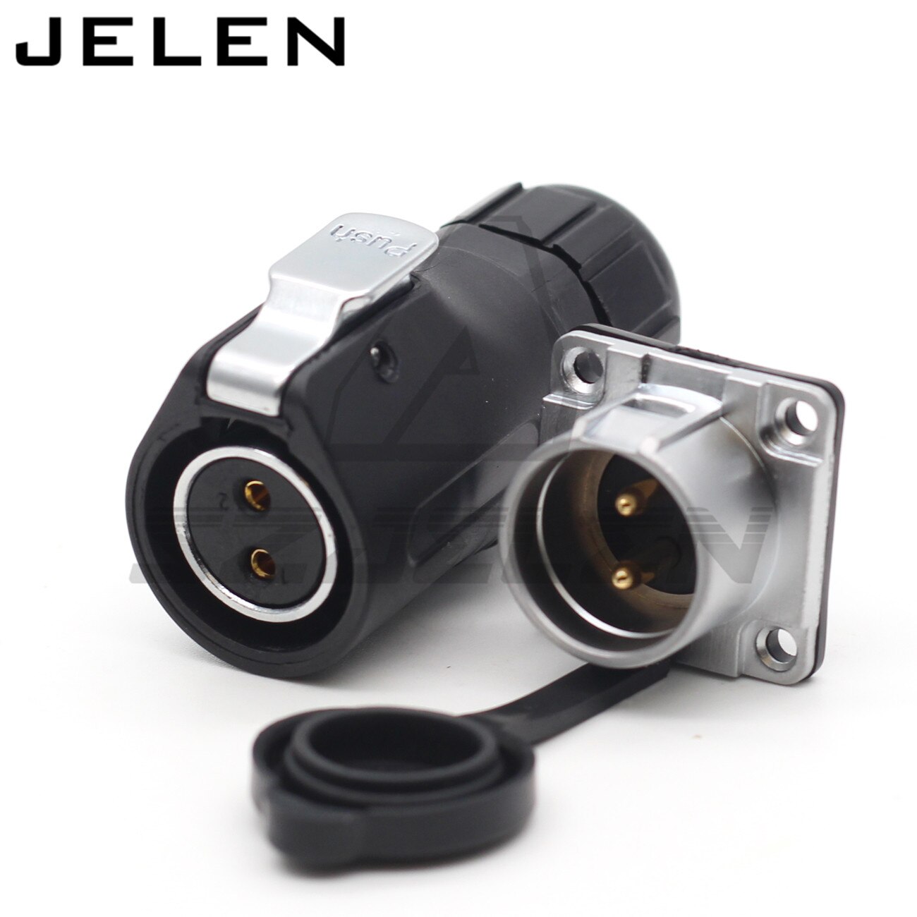 XHE20, IP67 2/3/4/5/6/7/8/9/10/12 pin Waterproof connector Square 4 holes panel mount connector power cable female plug socket: 2 pin