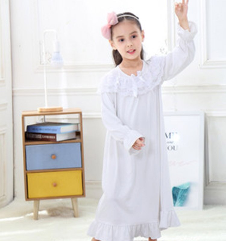 Camisón para niña de 2 a 10 años, pijamas para niños y adolescentes, ropa de dormir para el hogar, camisón de manga larga, vestido de noche,