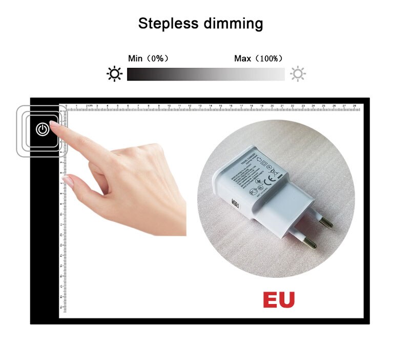 Elice 1 Set A4 Super Dunne Mini Digitale Tekening Tablet Groter Schakelaar Symbool Led Verlichten Tracing Light Tafel Voor: Stepless adjust -EU