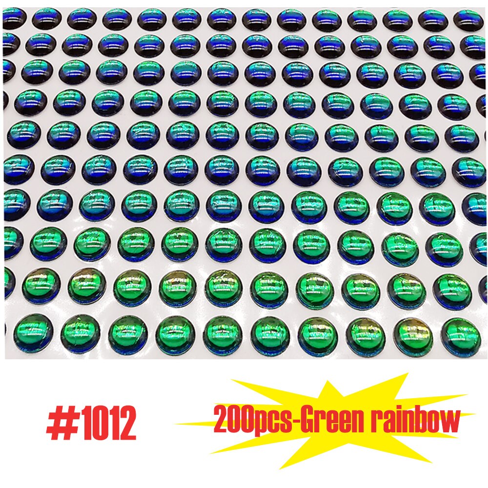 Jerry pêche leurre yeux 200 pièces lazer 3D dur appât matériel accessoire: 200pcs Green rainbow / 4.5mm