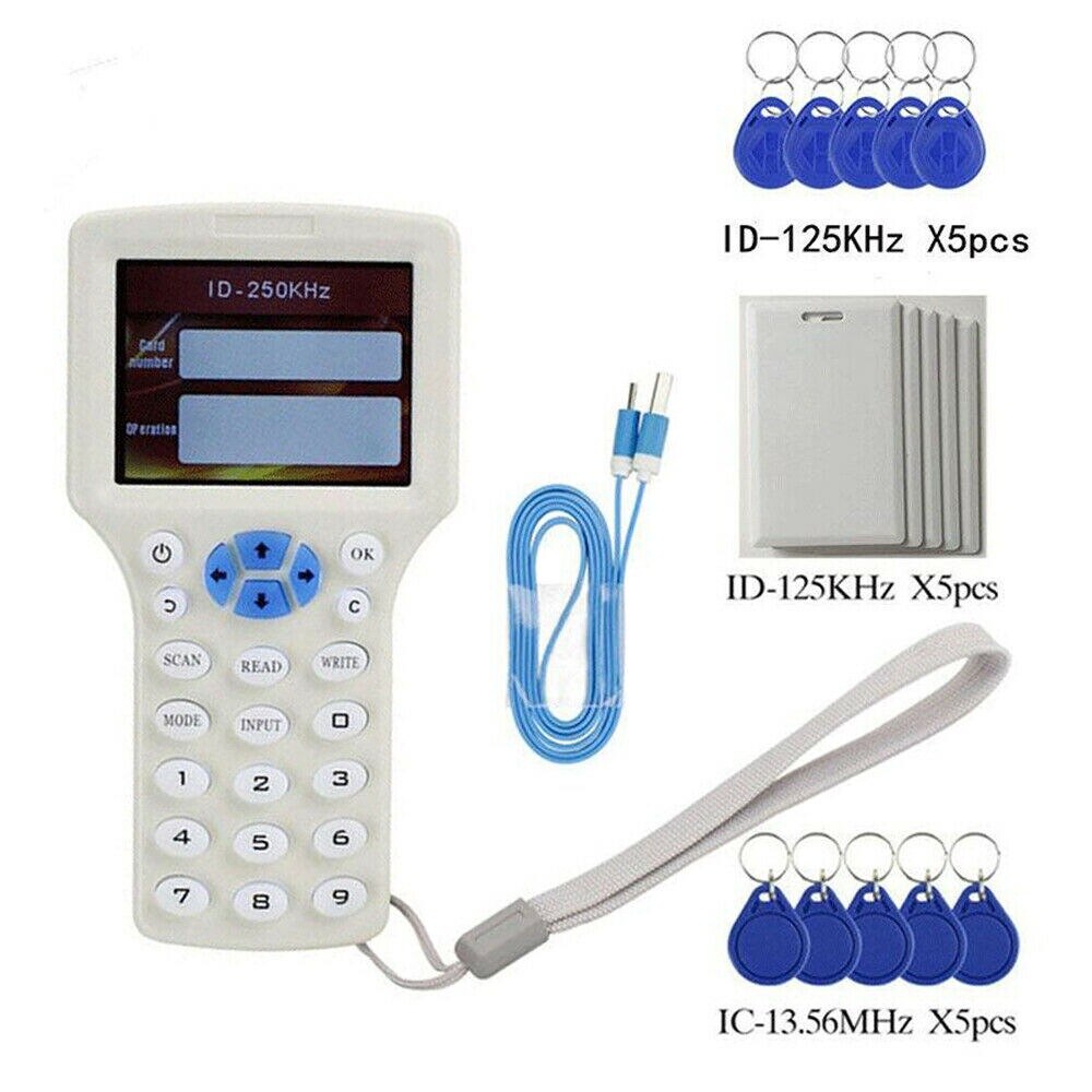 10 engelska frekvens rfid kopiator duplicator 125 khz nyckelfob nfc läsare författare 13.56 mhz krypterad programmerare usb uid kopia kort tagg