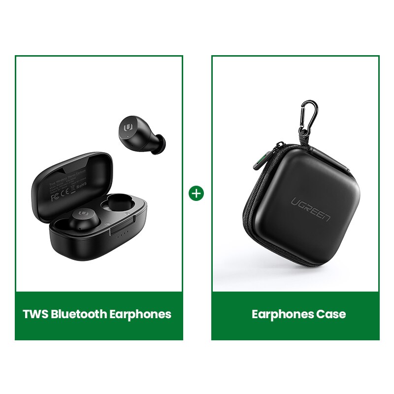 UGREEN-auriculares TWS inalámbricos por Bluetooth , novedad en auriculares intrauditivos estéreo deportivos con tecnología TWS, 5,0: Earbuds With Case