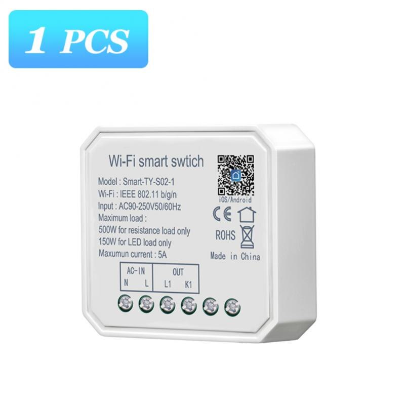 Aubess Tuya Wifi Smart Switch Mini Smart Diy Licht Schakelaar Module Module 1/2 Gang Smart Leven Tuya Afstandsbediening Werk met Alexa: 01 SW02-01