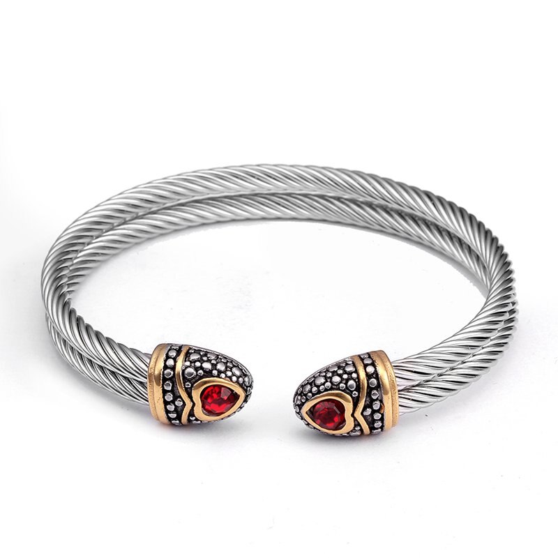 Vintage Stainless Steel Sporty Men Male Charm Bracelets Bangles Trendy Snake Chain Braided Open Cuff Bangles