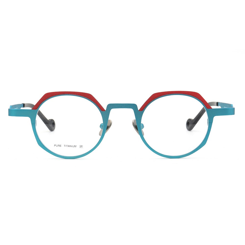 Women Round Pure Titanium Eyeglass Frames Men Vintage Optical Glasses Frames Prescription Eyewear Light Spectacles Retro Blue: Blue c4