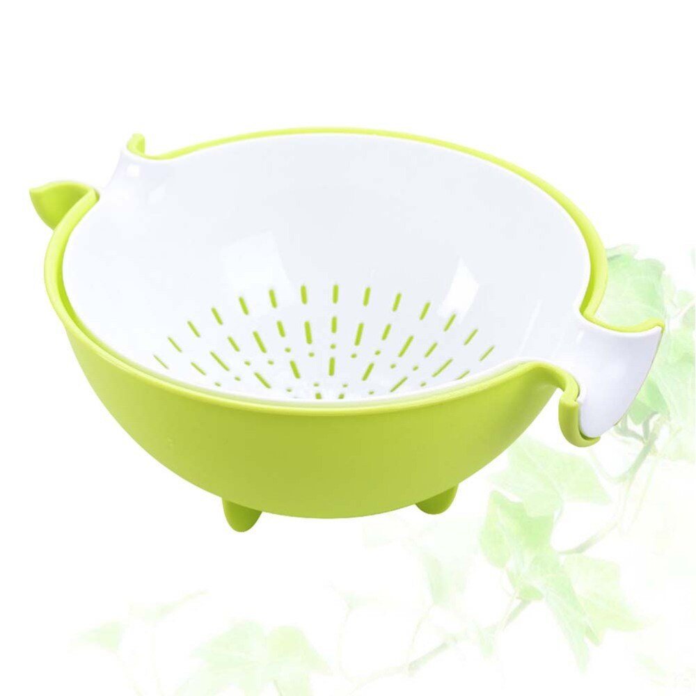 2-in-1 Kitchen Strainer Colander and Bowl Sets Large Washing Bowl and Strainer Detachable Colanders Strainers Set (Purpl: Green