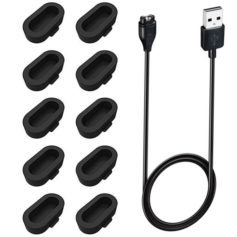 USB Charging Cable for Garmin Watch Fenix 7/7S/7X/6/6S/6X Forerunner 745 955 945 Smartwatch Usb Fast Charger Dock With Dust Plug: Dark Grey