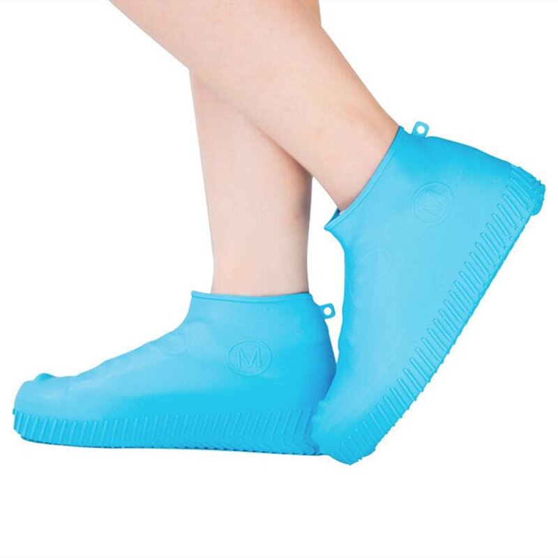 Herbruikbare Waterdichte Schoen Covers Fietsen Regen Overschoenen Siliconen Elastische Schoenen Cover Bescherm Unisex Schoenen Accessoires Dust Covers: BLUE / S
