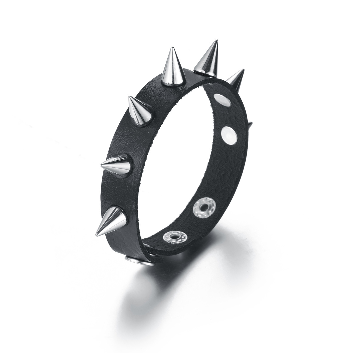 Imitación cuero Punk pulsera para hombres y mujeres con pinchos brazalete Goth joyería Cosplay Emo Ropa Accesorios: black