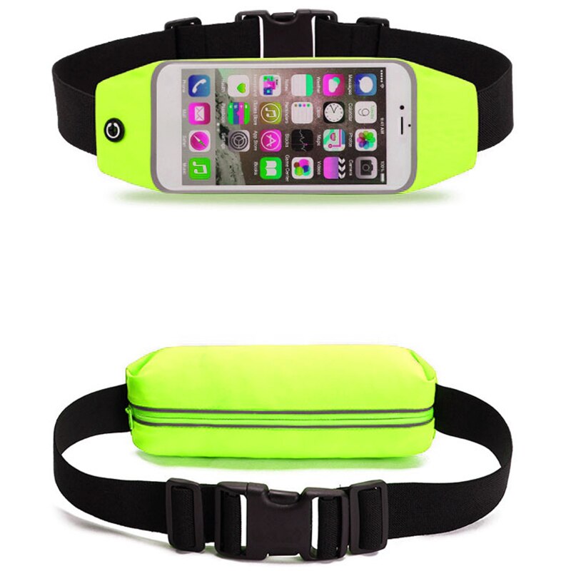Sports Running Waist Bag Outdoor Jogging Belt Waterproof Phone Bag Case Gym Waist Holder Cover: Green