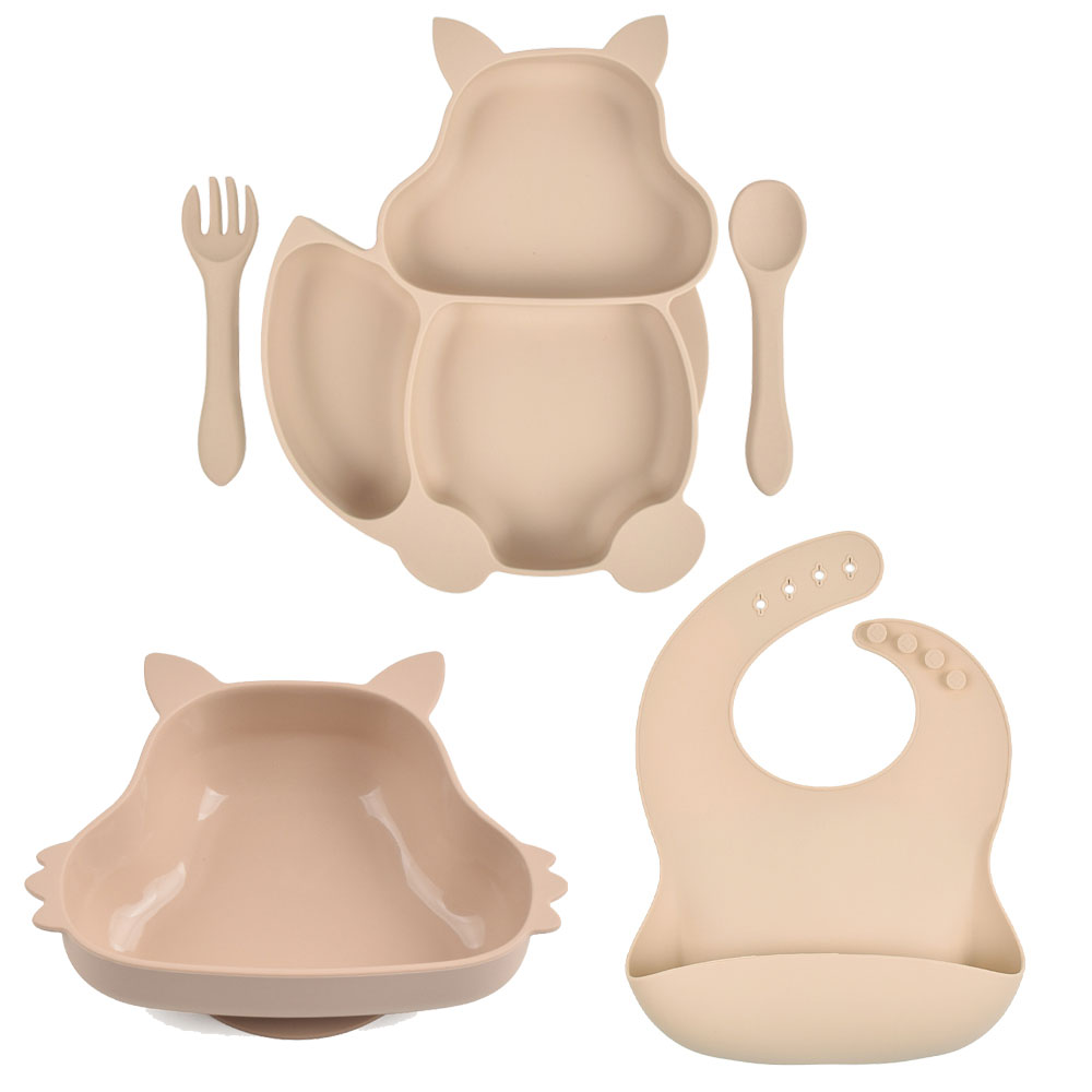 Juego de vajilla de silicona para bebé, platos de grado alimenticio, forma de Animal, plato para niños, sin BPA, antideslizante, 5 unids/set: Y15