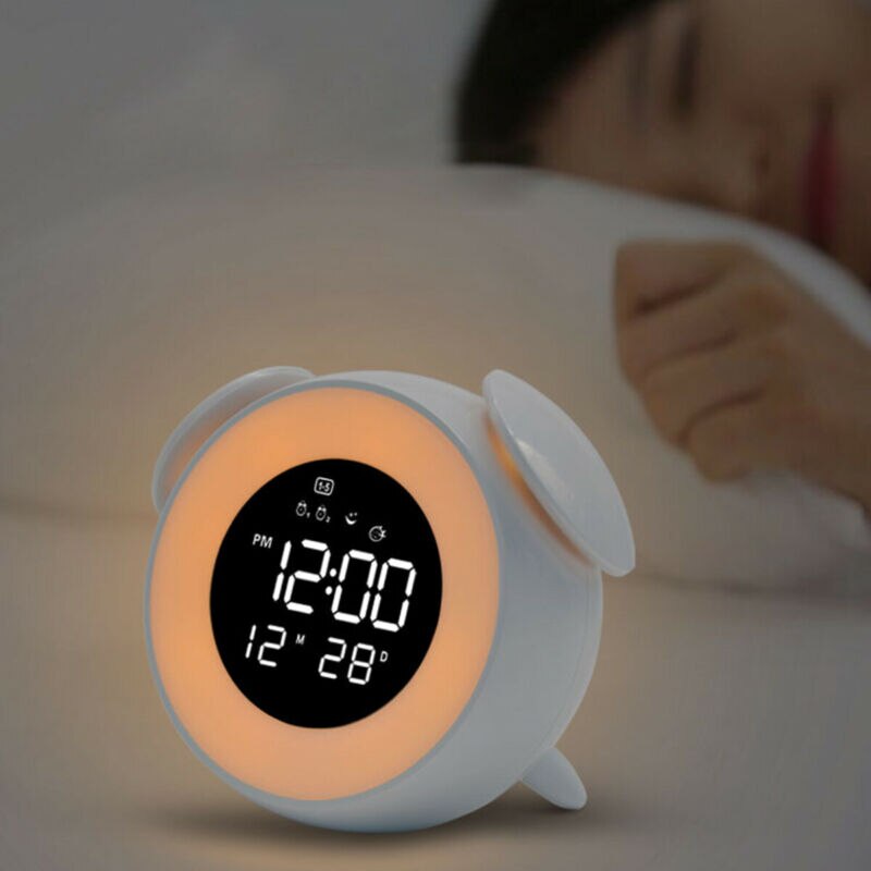 Kids Bedside LED Digital Snooze Alarm Clock Night Light USB Port Cute Cartoon Children Baby Room Led Christmas Decor