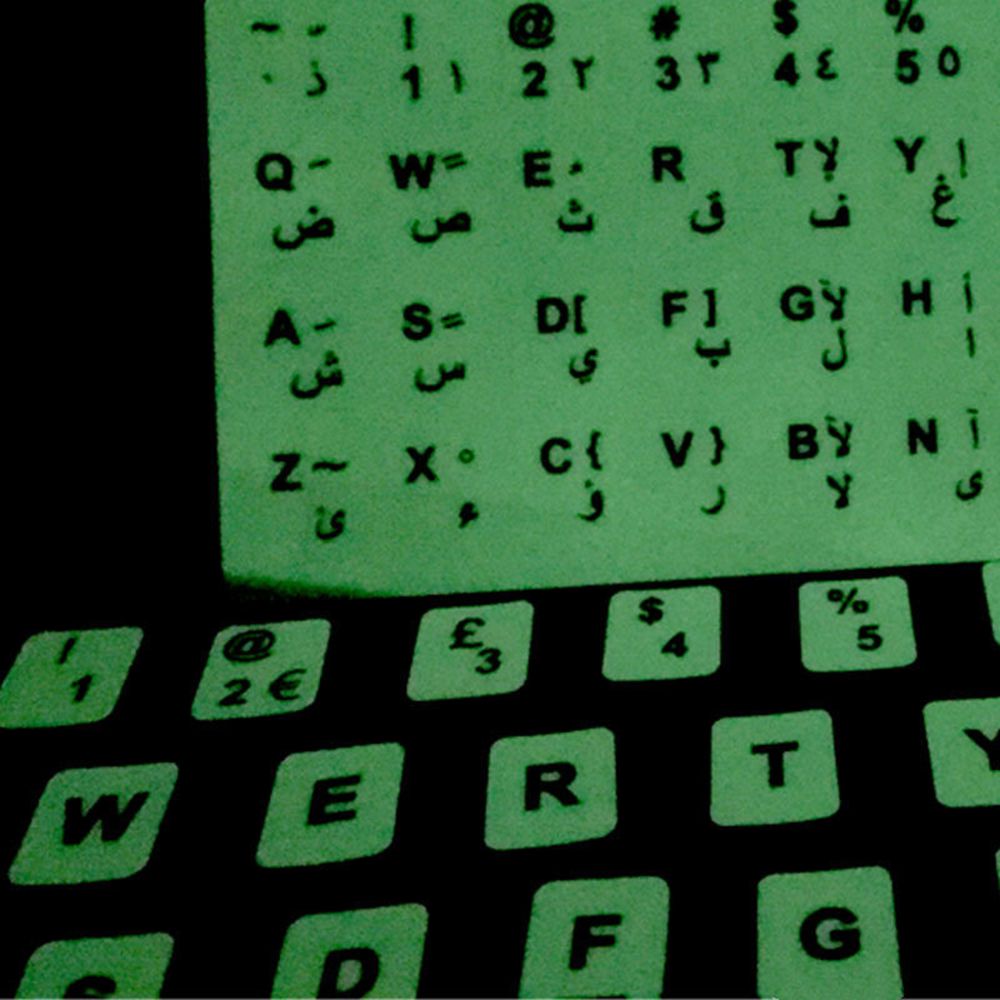 Luminous Keyboard Stickers Spanish/English/Russian/Arabic/French Language Alphabet Letters Computer Button Protective Film