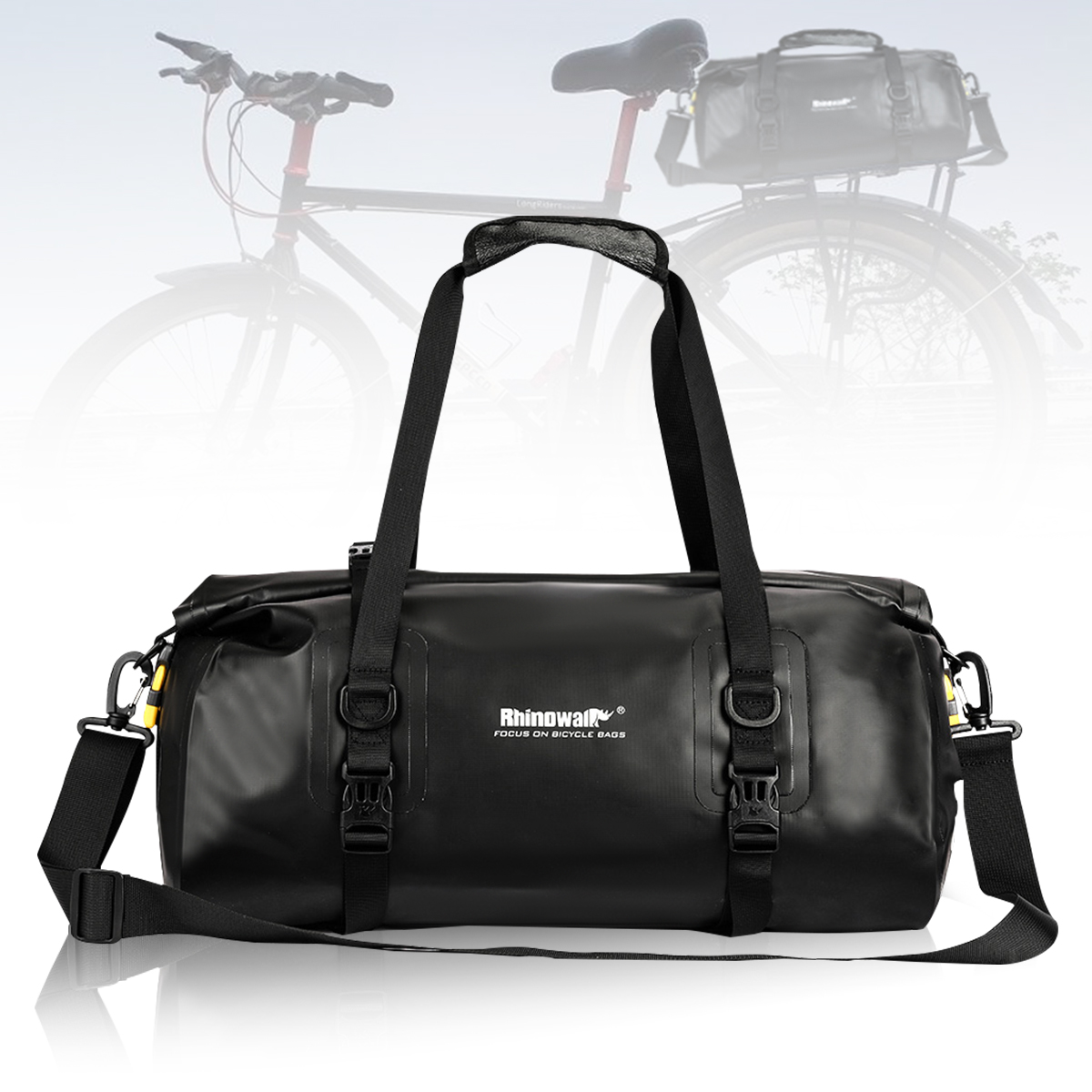 Bolsa impermeable para portaequipajes trasero de bicicleta, bolsas de alforja para bicicletas con capacidad de 20L, bolsa para maletero de bicicleta, bolsa multifuncional para bicicleta: Negro