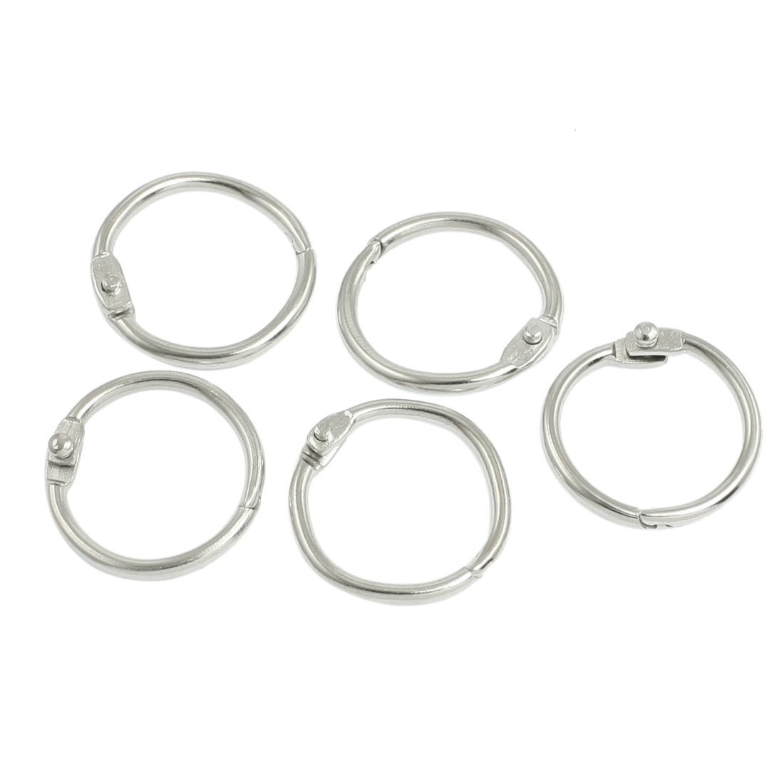 5 x Metal loose-leaf book ring bundle key ring silver