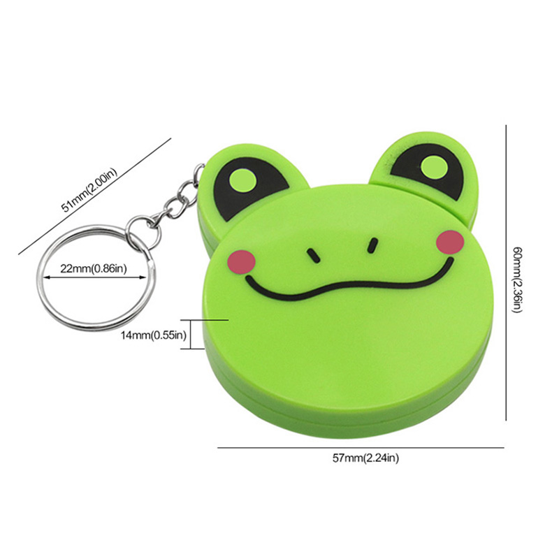 Cinta métrica de dibujos animados de 0-150cm, 0-60 pulgadas, Mini llavero portátil con forma de Animal, cinta métrica automática, Panda, Rana, cerdito, tigre