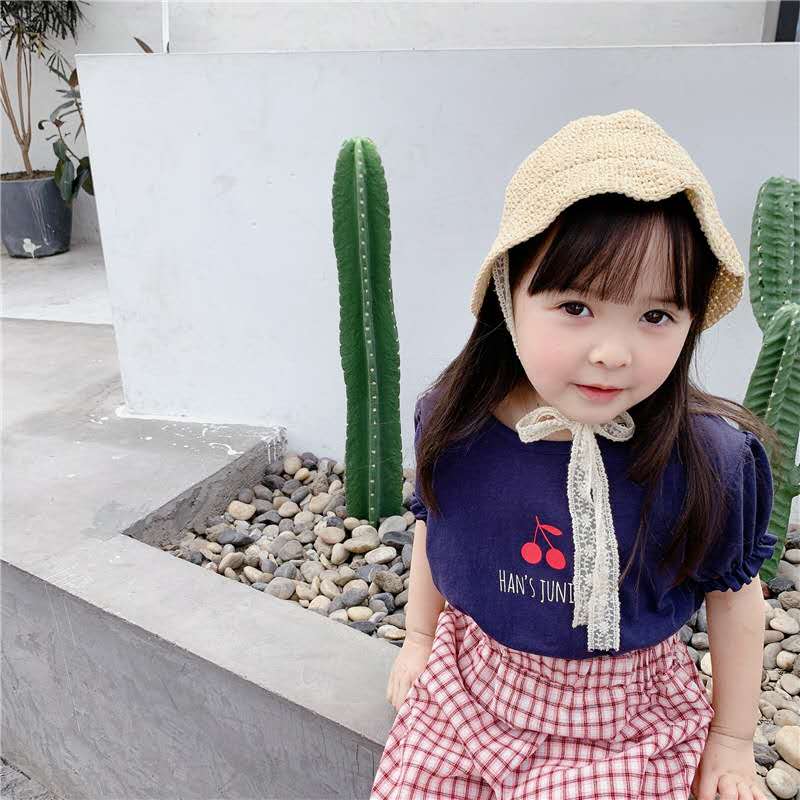 Kinderkleding Zomer Meisjes Koreaanse Zomer Print Cherry Korte Mouwen T-shirt