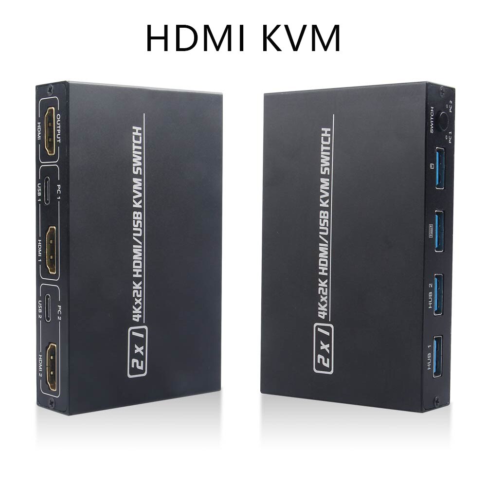 HDMI-Compatible Two USB KVM Box For Shared Monitor Keyboard And Mouse Adaptive EDID / HDCP Printer Plug And USB KVM 4K Switch