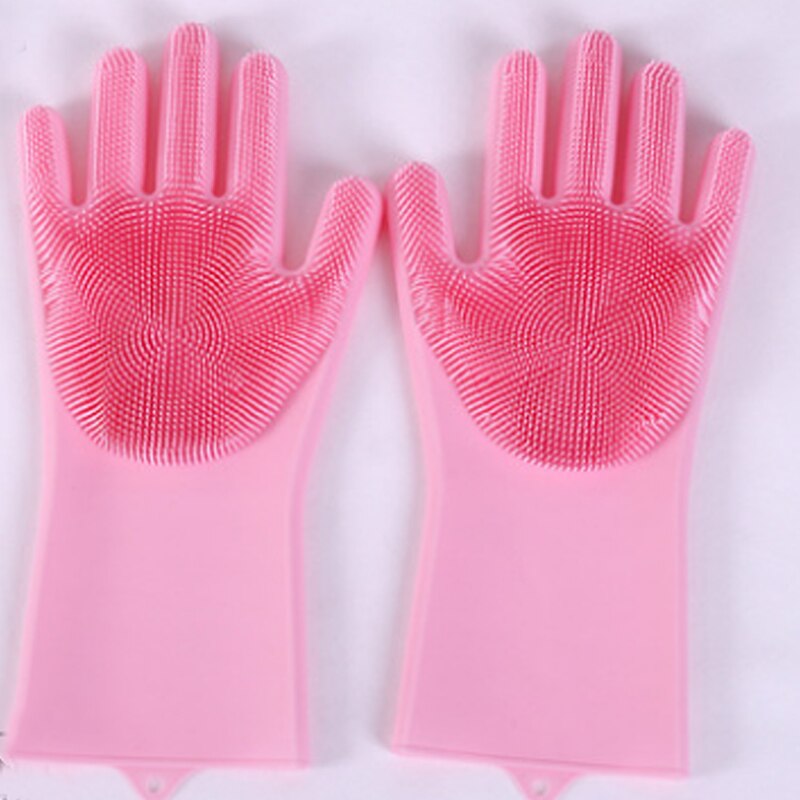 Gants de nettoyage de vaisselle antidérapants | 1 paire, gants de nettoyage de la vaisselle en caoutchouc de Silicone magique, gant de lavage de la vaisselle pour épurateur ménager, outil de nettoyage de la cuisine: Rose