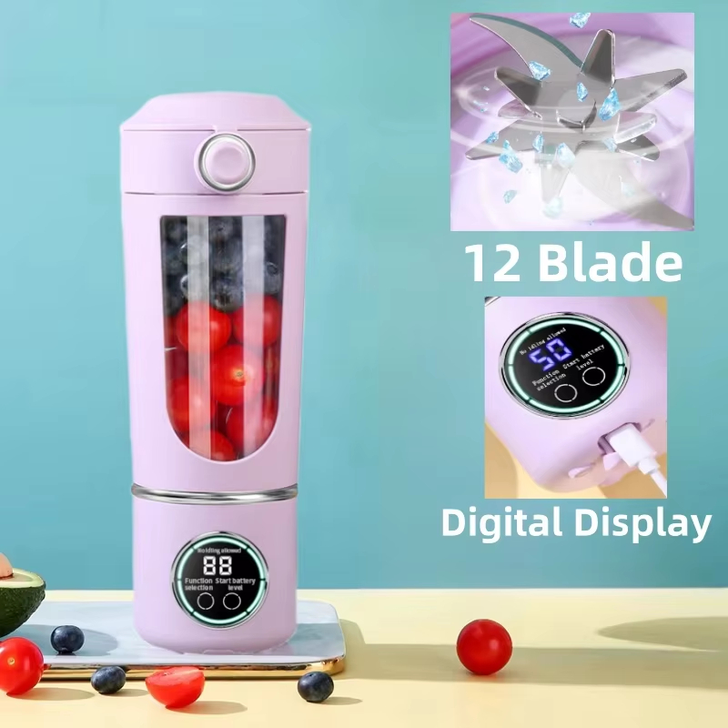 Portable Juice Maker Blender for Shakes Smoothies 700ML Multiple Colors 12-Blades Fast Mixing 2 In 1 Blender Bottle Juicer